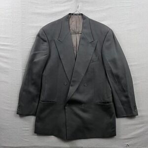VTG Giorgio Armani Mani Blazer 42L Grey Herringbone Wool Saks Fifth Avenue